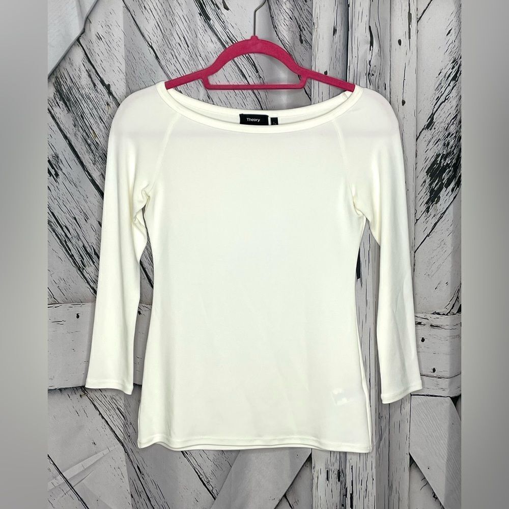 Theory Ennalyn Top Matte Jersey Wide Neck White S
